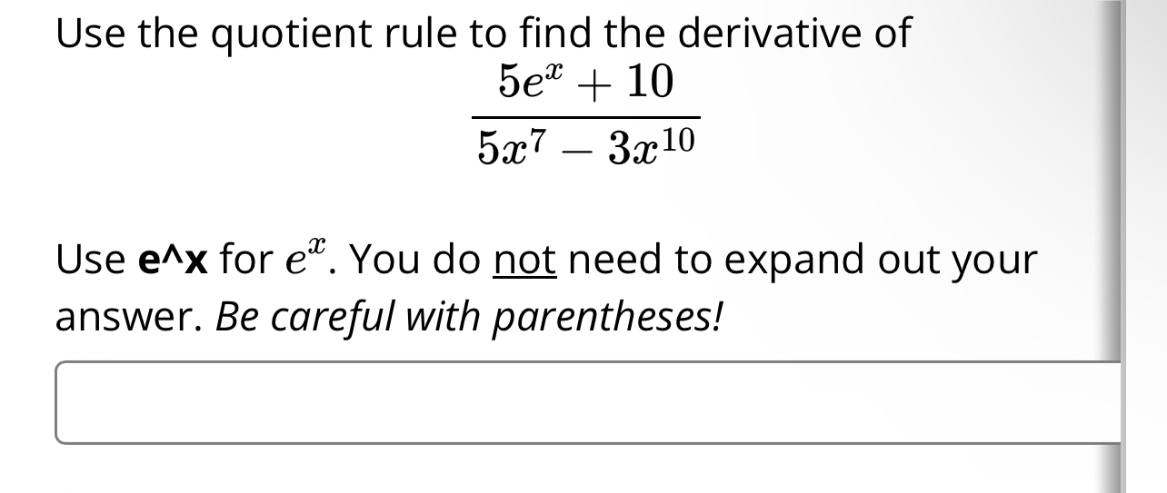 Solved Use the quotient rule to find the derivative | Chegg.com