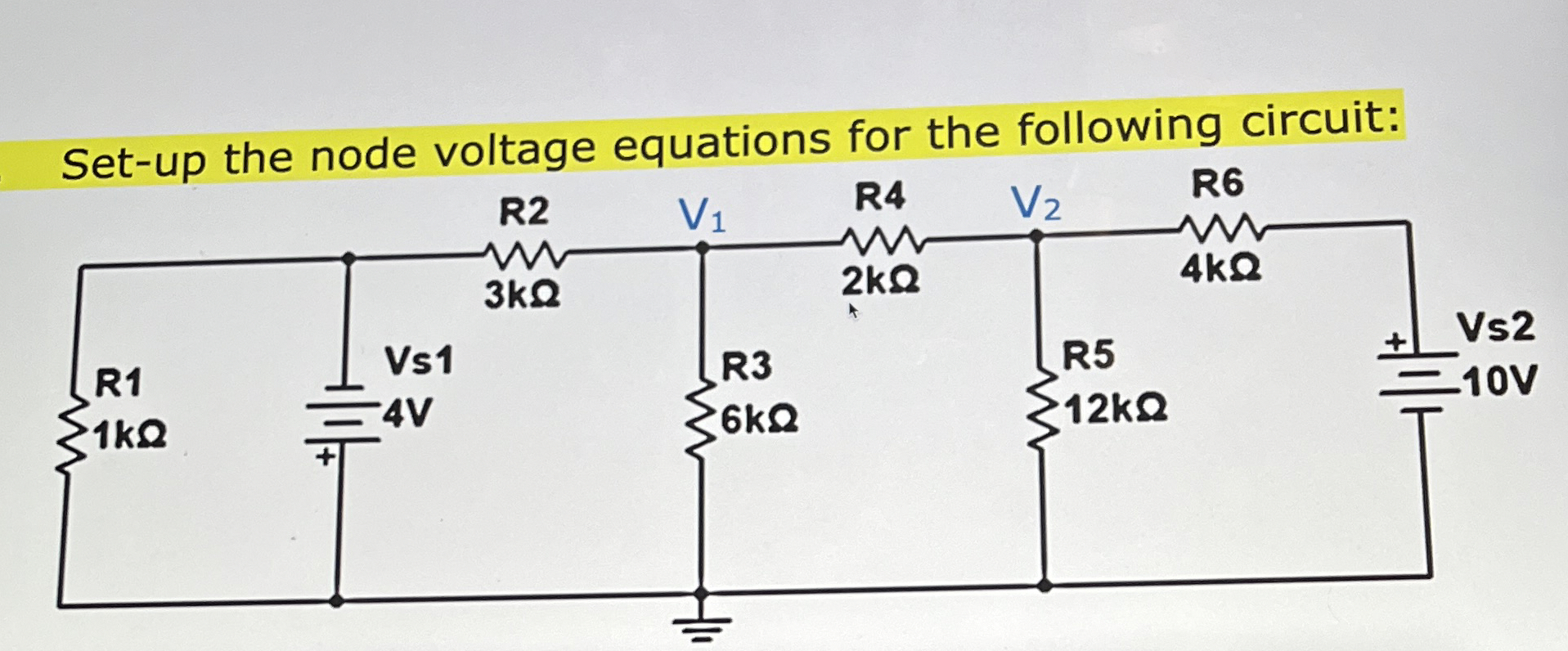 Solved Set-up the node voltage equations for the following | Chegg.com