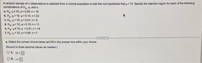 Solved A random sample of n observations is selected from a | Chegg.com