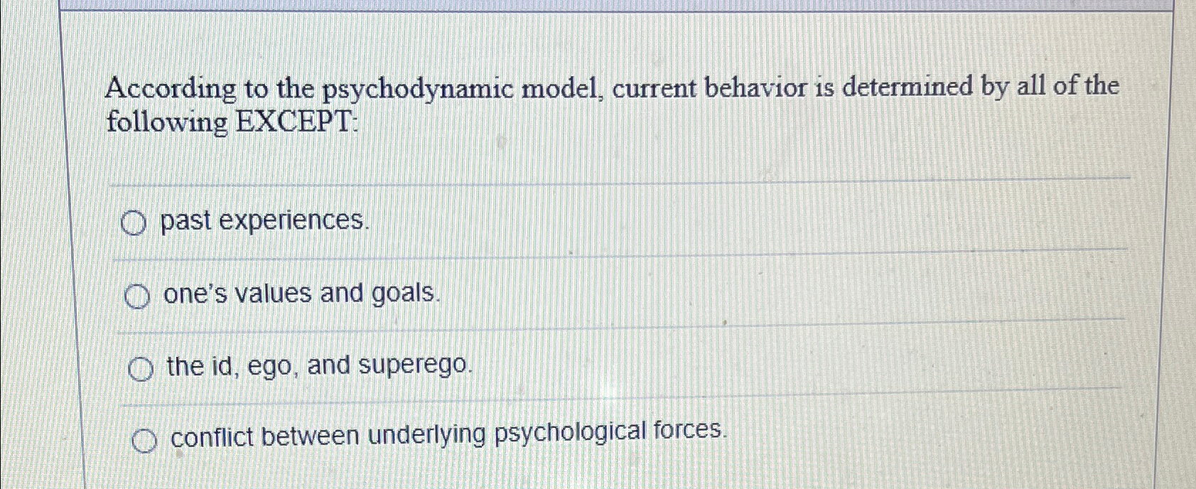 Solved According to the psychodynamic model, current | Chegg.com