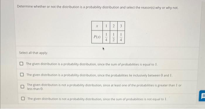 Solved Determine whether or not the distribution is a | Chegg.com