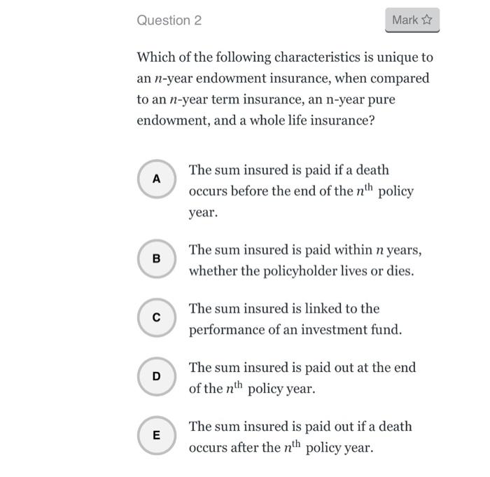 Solved Question 2 Mark ☆ Which of the following | Chegg.com