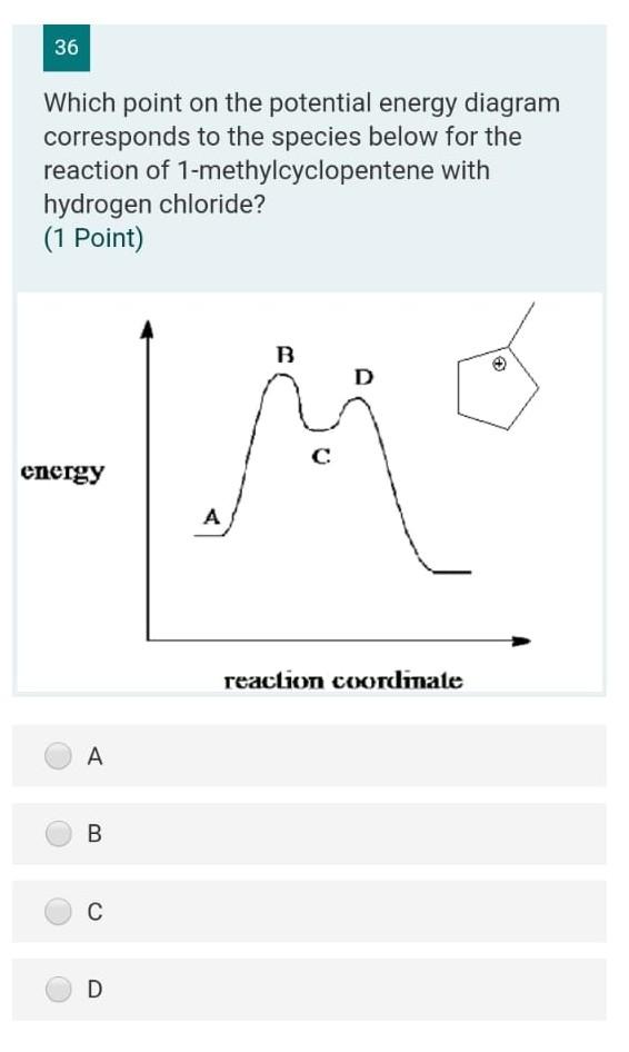 Solved 36 Which Point On The Potential Energy Diagram 4274