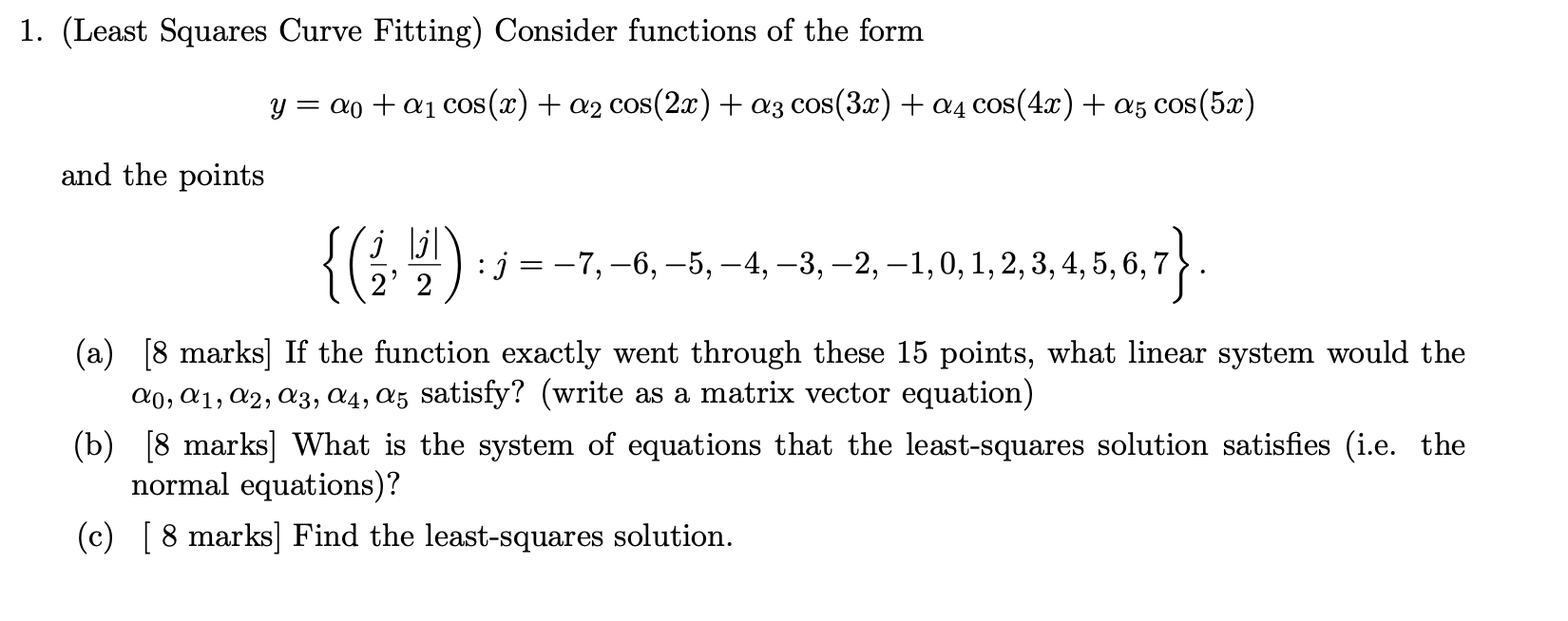 Solved (Least Squares Curve Fitting) ﻿Consider Functions Of | Chegg.com