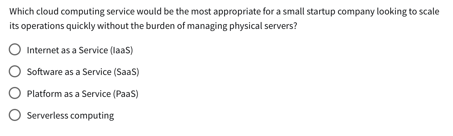 Solved Which cloud computing service would be the most | Chegg.com