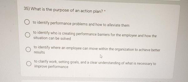 Solved 35 What Is The Purpose Of An Action Plan O To Chegg