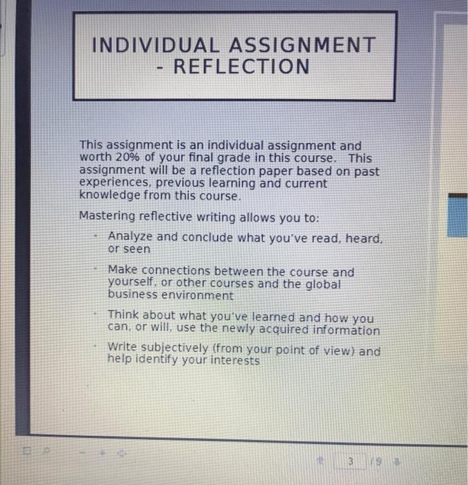 the individual assignment