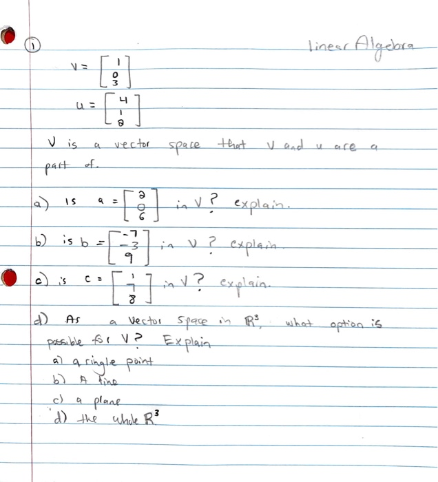 Solved Linear Algebra OM 4 U is vector space that V and u a | Chegg.com