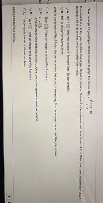 Solved Follow The Steps For Graphing A Rational Function Chegg Com