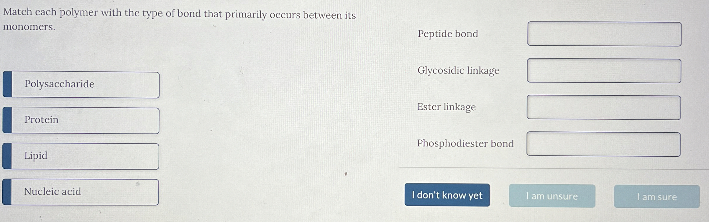 Solved Match each polymer with the type of bond that | Chegg.com