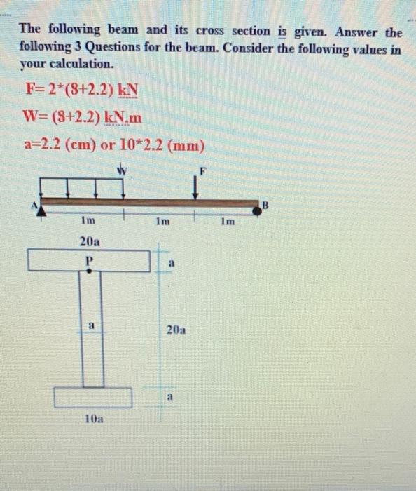 Solved The following beam and its cross section is given. | Chegg.com