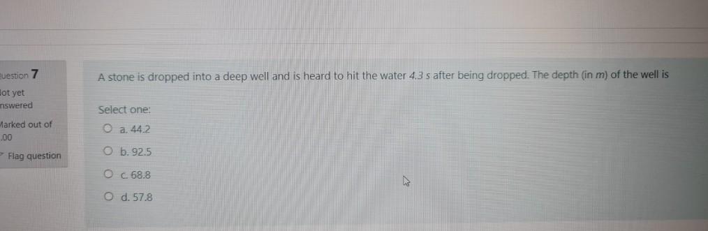 Solved A stone is dropped into a deep well and is heard to | Chegg.com