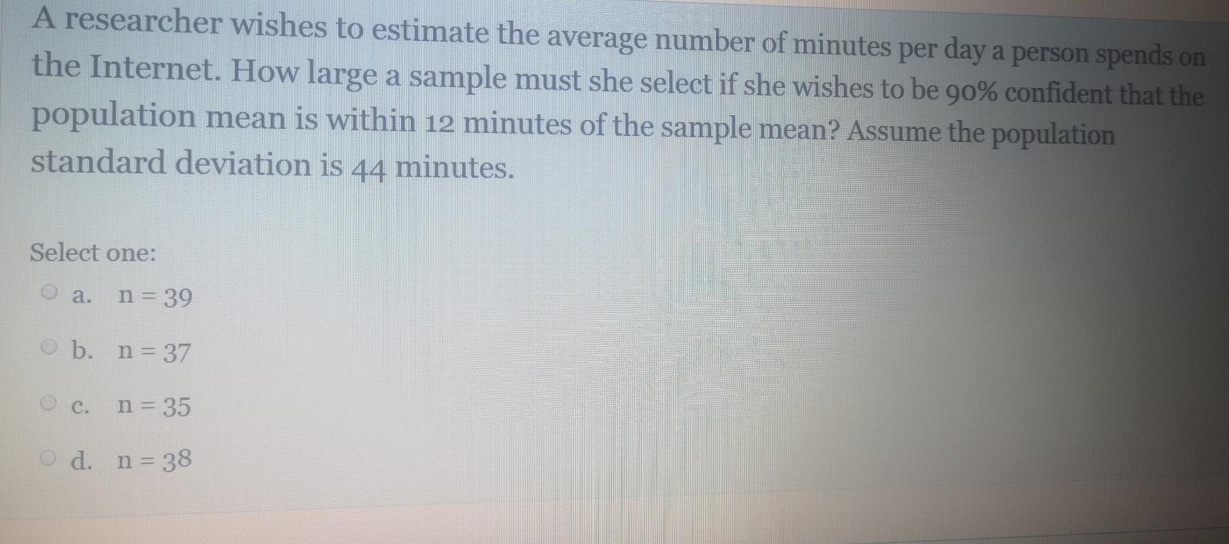 Solved A researcher wishes to estimate the average number of | Chegg.com