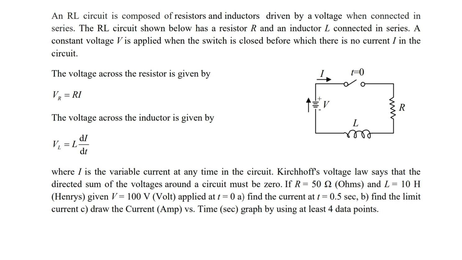 Solved An RL circuit is composed of resistors and inductors | Chegg.com