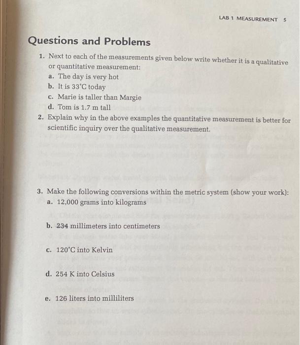 Solved 4 LAB 1 MEASUREMENT Data Table. Finally, Measure The | Chegg.com