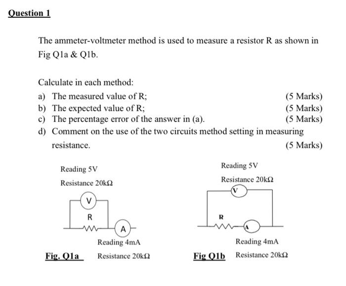 Solved The ammetervoltmeter method is used to measure a