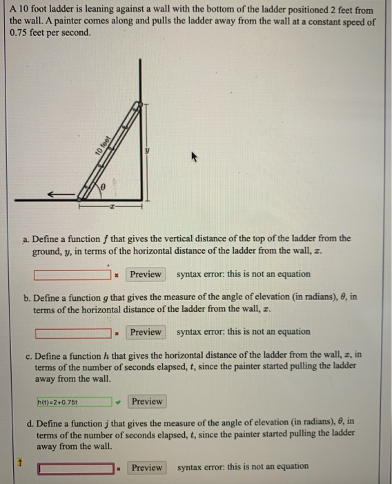 A 10 Foot Ladder Is Leaning Against A Wall With The Chegg 