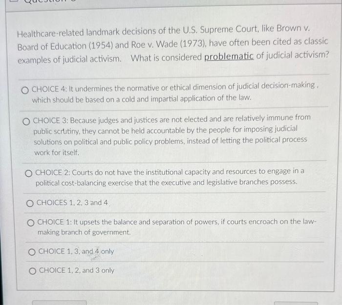 Solved Healthcarerelated landmark decisions of the U.S.