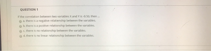 Solved QUESTION 1 If the correlation between two variables X | Chegg.com