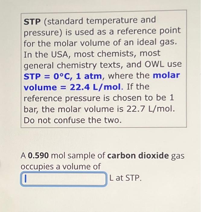 Solved STP (standard temperature and pressure) is used as a | Chegg.com