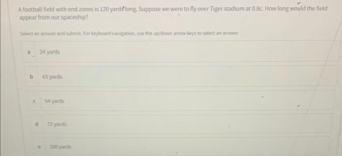 Solved A football field with end zones is 120 yards long. | Chegg.com