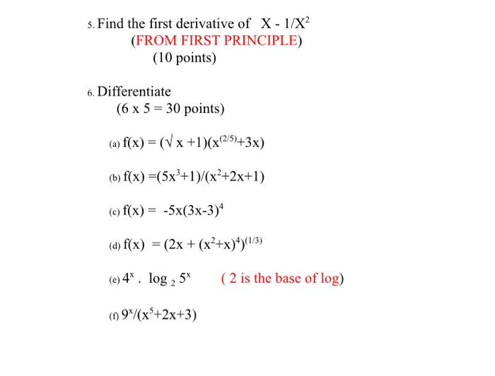 Solved s. Find the first derivative of X - 1/X2 (FROM FIRST