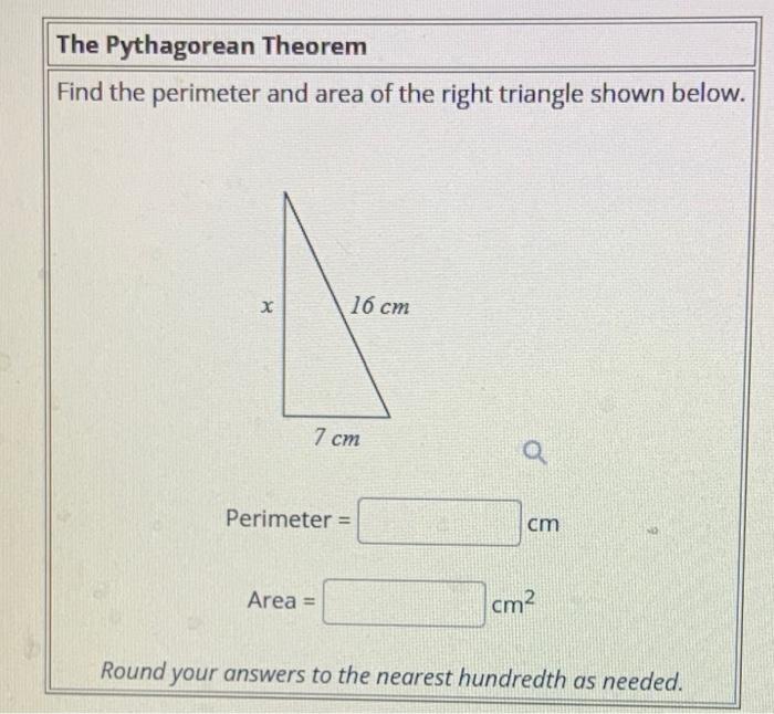 how do you find the area and perimeter of a right triangle