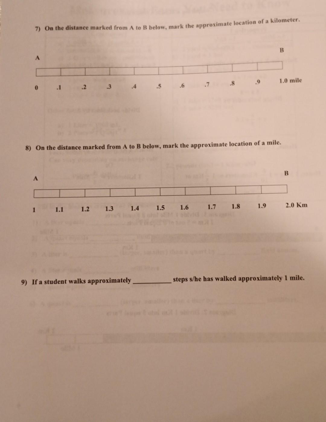 Solved 7) On the distance marked from A to B below, mark the | Chegg.com