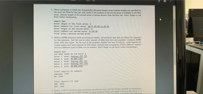 Solved 1. Write a program in which two dynamically allocated | Chegg.com