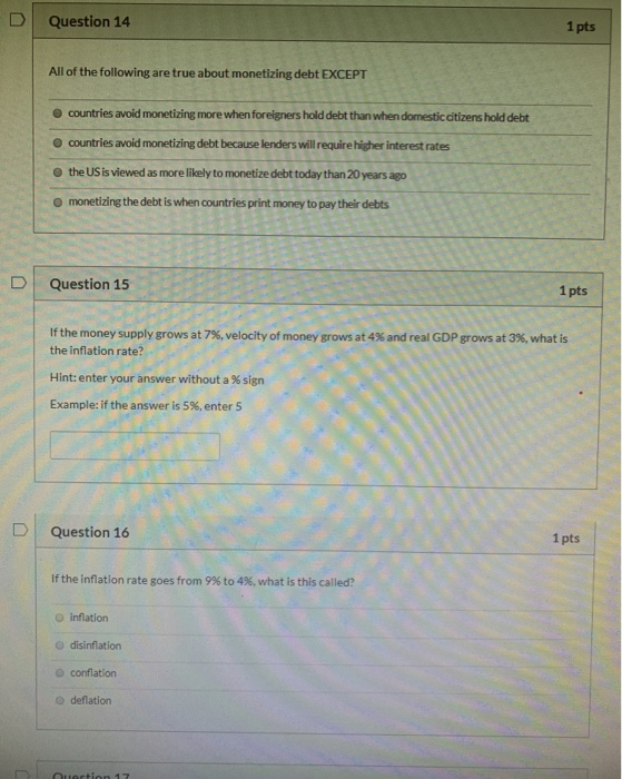 Solved D Question 14 1 pts All of the following are true | Chegg.com