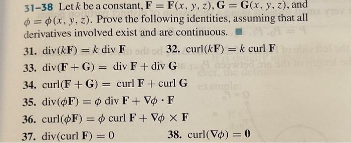 Solved 31 38 Let K Be A Constant F F X Y Z G G X Y Z And