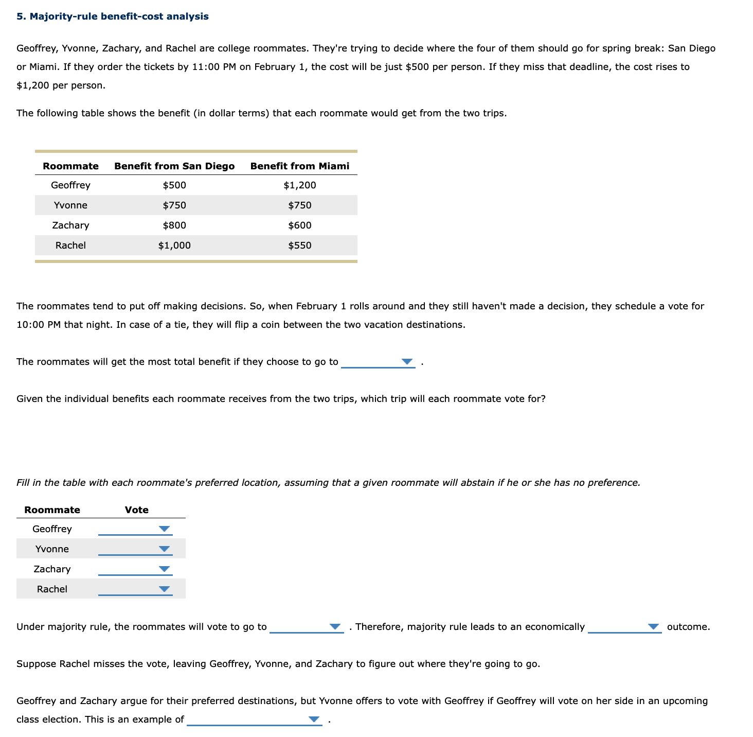 Solved Majority-rule benefit-cost analysisGeoffrey, Yvonne, | Chegg.com