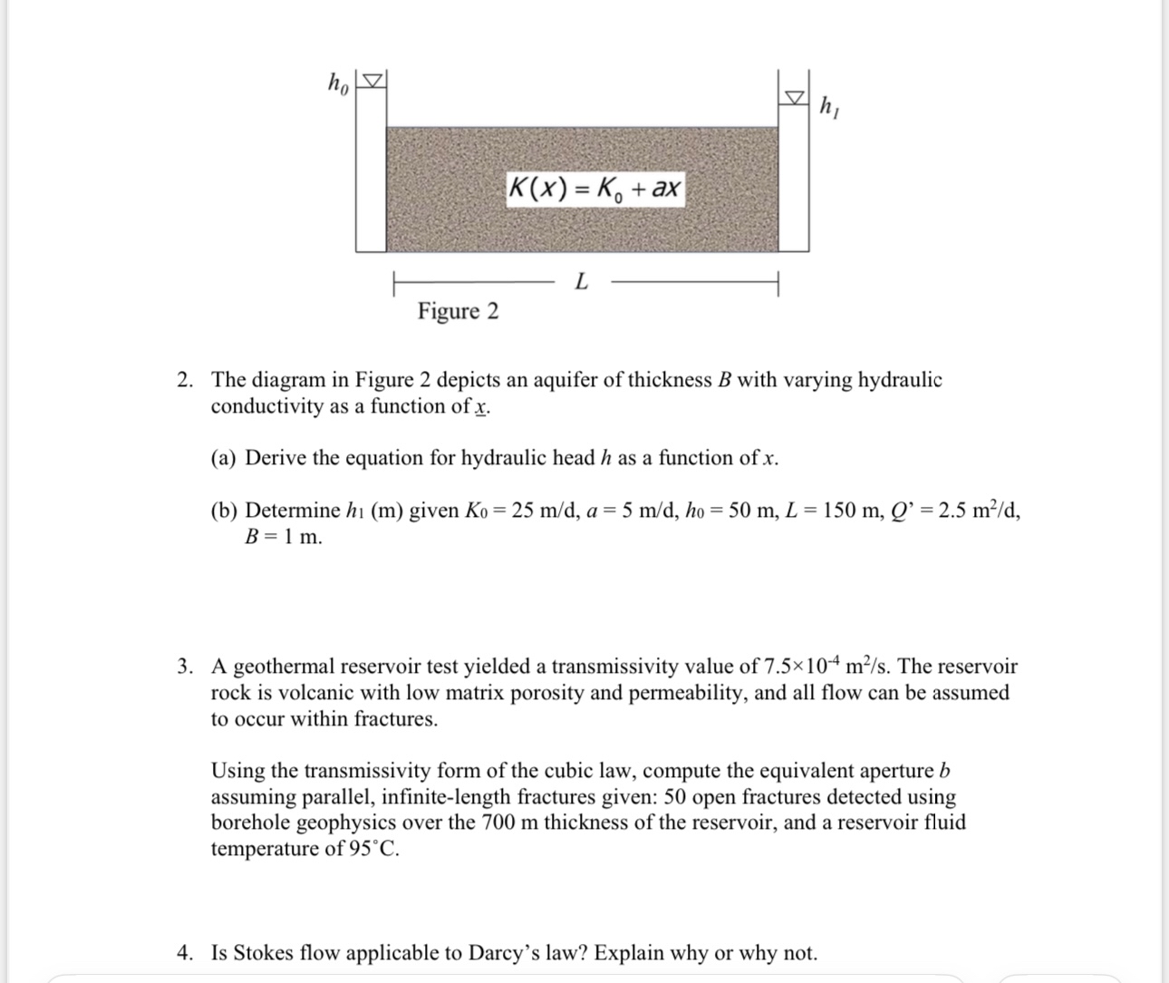Solved The diagram in Figure 2 ﻿depicts an aquifer of | Chegg.com