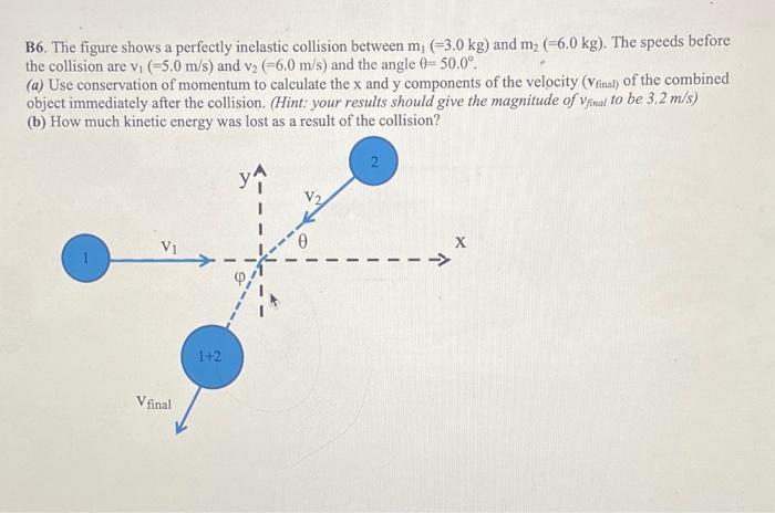 Solved B6. The figure shows a perfectly inelastic collision | Chegg.com