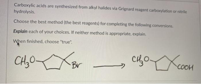 Solved Carboxylic Acids Are Synthesized From Alkyl Halides 