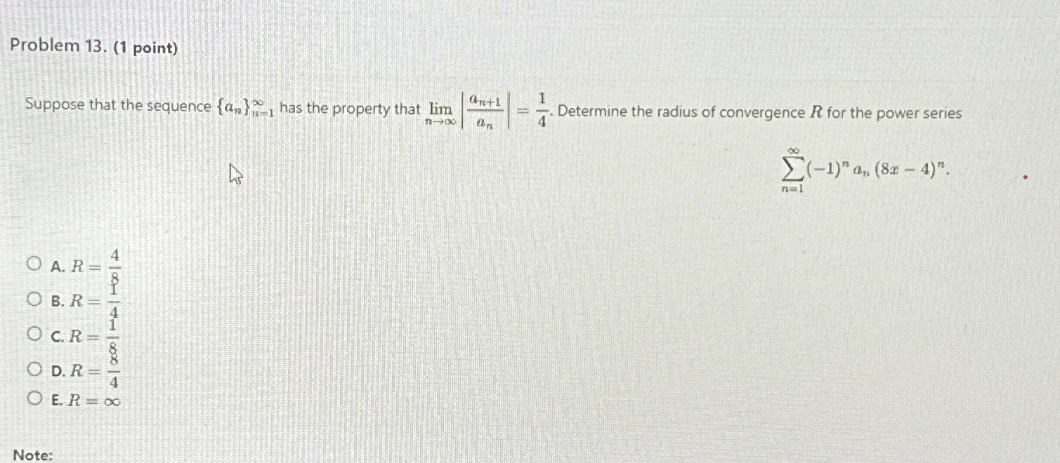 Solved Problem 13 1 ﻿point Suppose That The Sequence