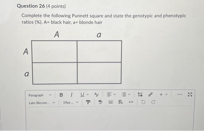 Solved Complete the following Punnett square and state the | Chegg.com