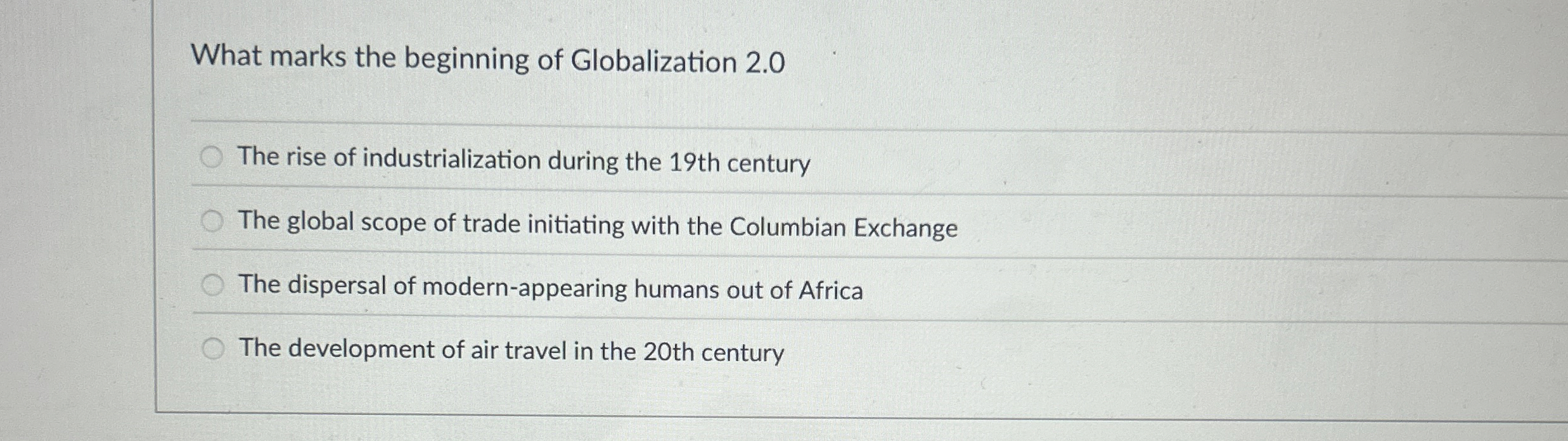 Solved What marks the beginning of Globalization 2.0The rise | Chegg.com