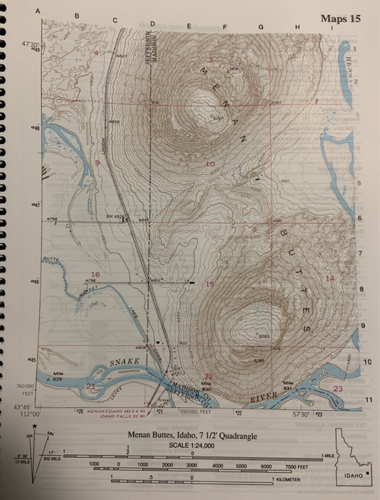 Solved H. Working with a real topographic quadrangle map- | Chegg.com