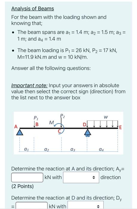 Solved Analysis of Beams For the beam with the loading shown | Chegg.com