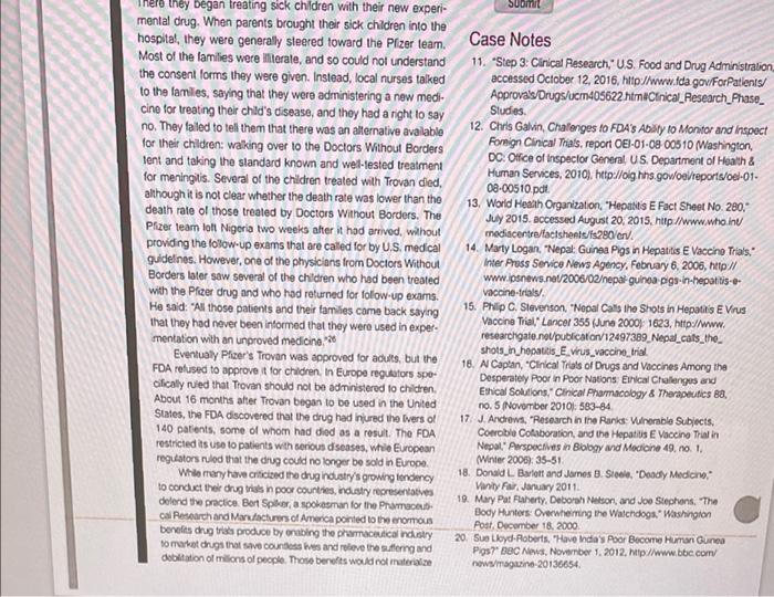 Solved Case Study 2.2 Testing Drugs in the Developing World