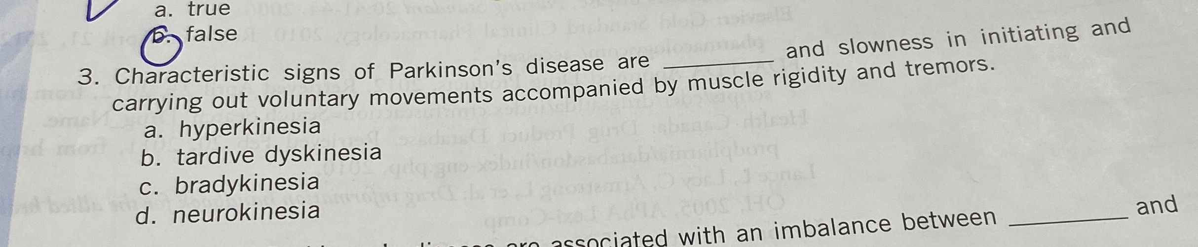 Solved Characteristic signs of Parkinson's disease areand