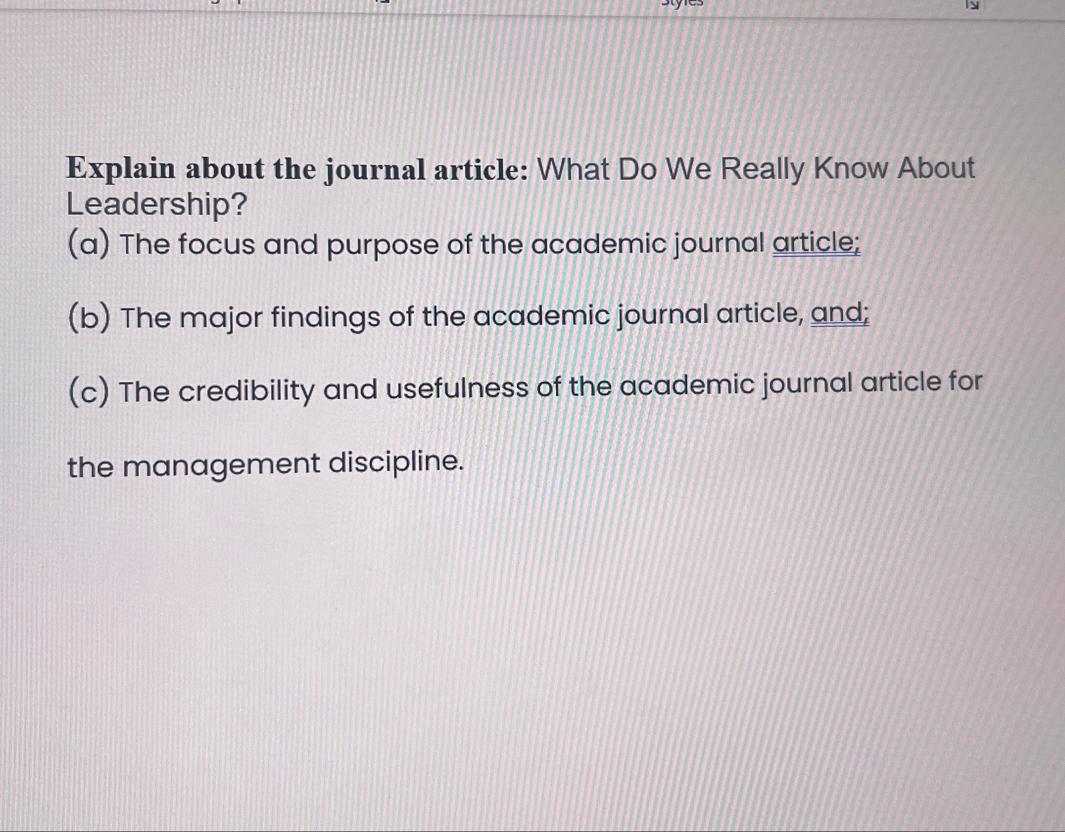 Solved Explain about the journal article: What Do We Really | Chegg.com