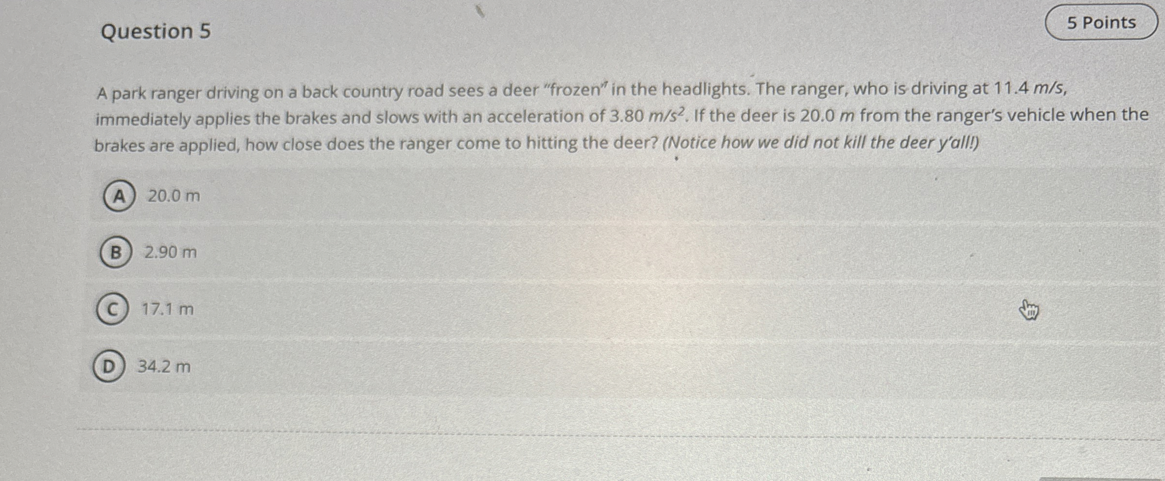 Solved Question 5A park ranger driving on a back country | Chegg.com