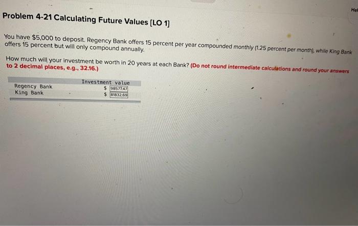 Solved Problem 4-21 Calculating Future Values [LO 1 ] You | Chegg.com