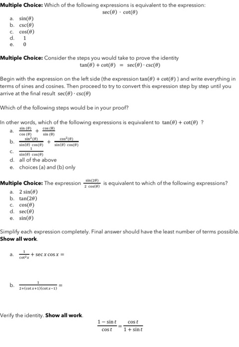 Solved Multiple Choice: Which of the following expressions | Chegg.com
