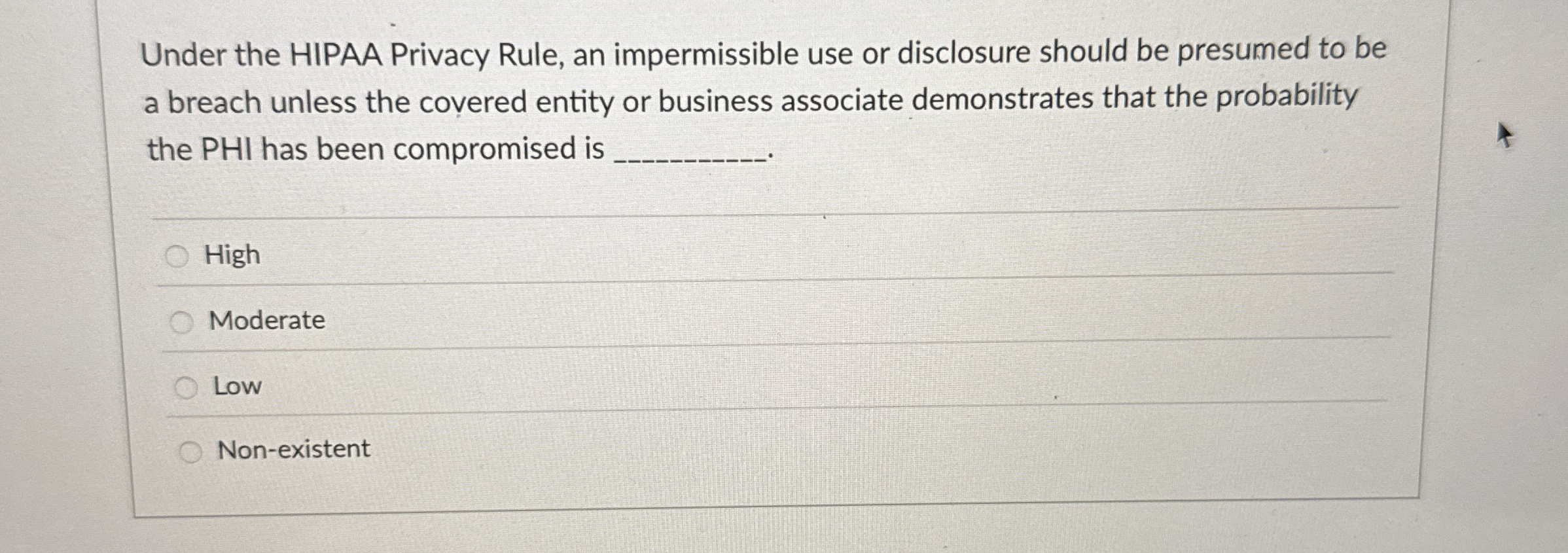 Solved Under the HIPAA Privacy Rule, an impermissible use or | Chegg.com