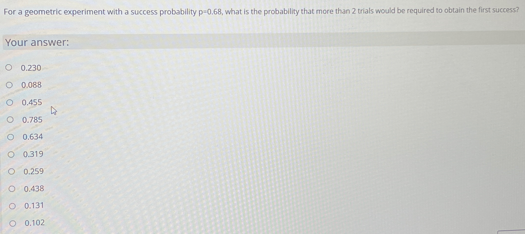 Solved For a geometric experiment with a success probability | Chegg.com
