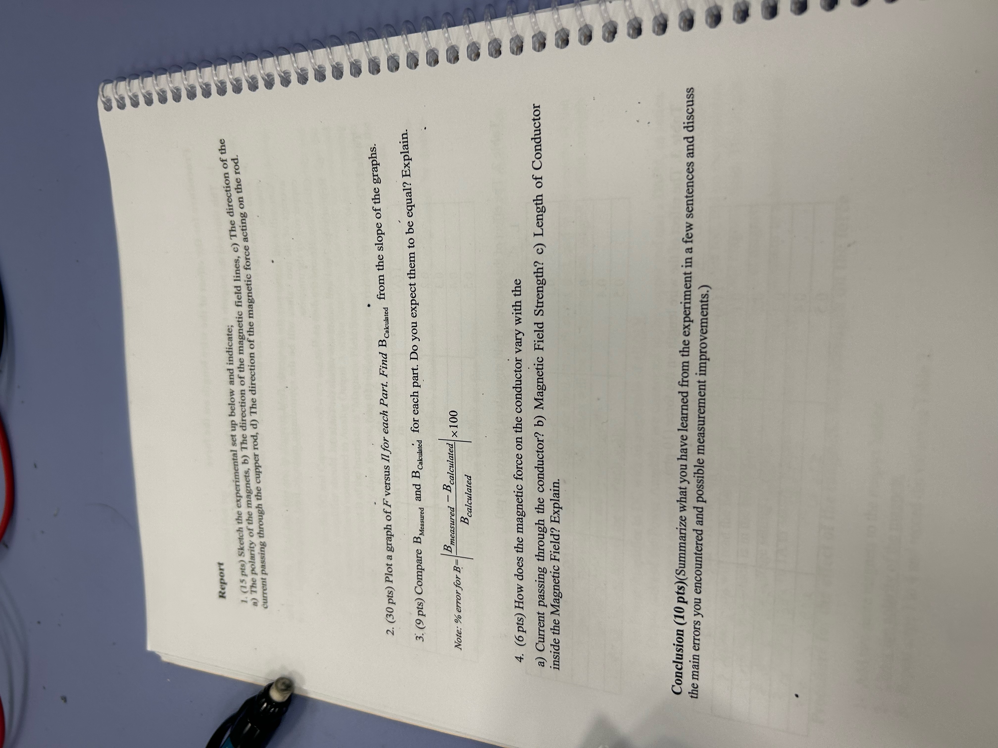 Solved Report(15 ﻿pts) ﻿Sketch the experimental set up below | Chegg.com