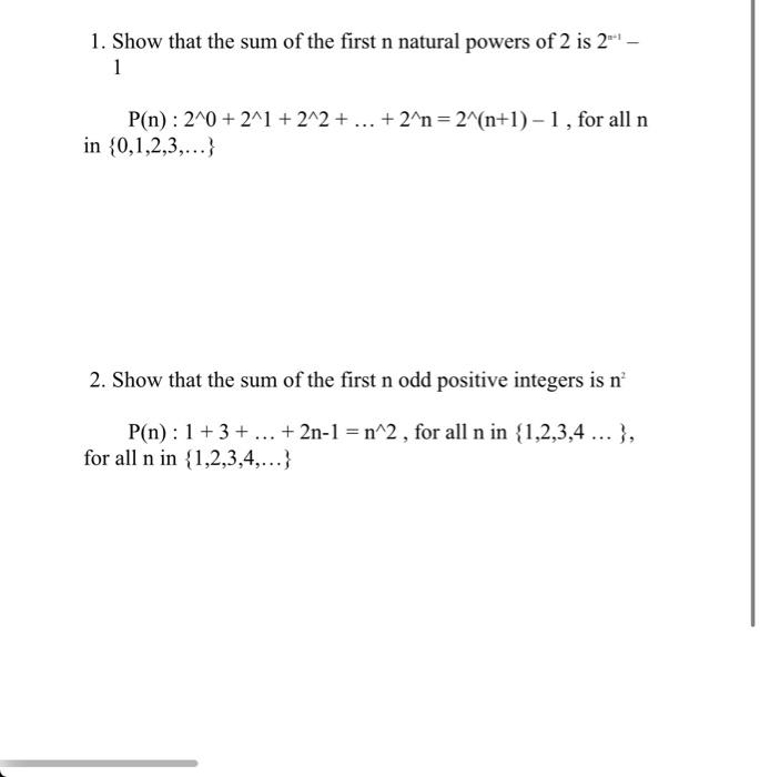 Solved 1. Show that the sum of the first n natural powers of | Chegg.com